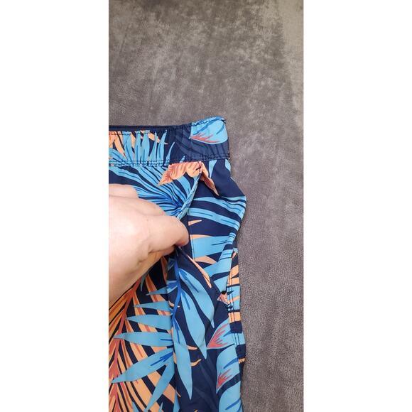 Speedo Swim Shorts Trunks Mens Sz M Blue Pockets Drawstring Beach Floral C18 - Picture 3 of 9